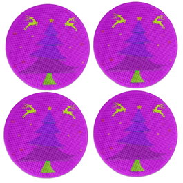 Hermia 3686Supla Mantel de Poliéster y Algodón, Juego de 4 Piezas, Diámetro 37 cm